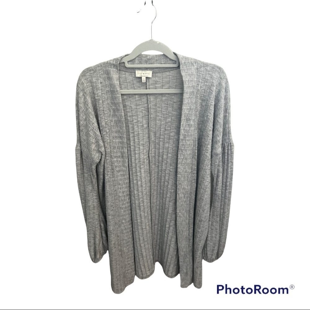 Lucky Gray Open Front Ribbed Cardigan - Small